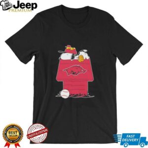 Snoopy and Woodstock sleeping dog house Arkansas Razorbacks shirt3