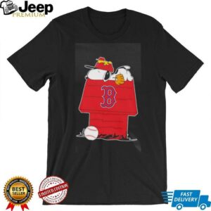 Snoopy and Woodstock sleeping dog house Boston Red Sox shirt3