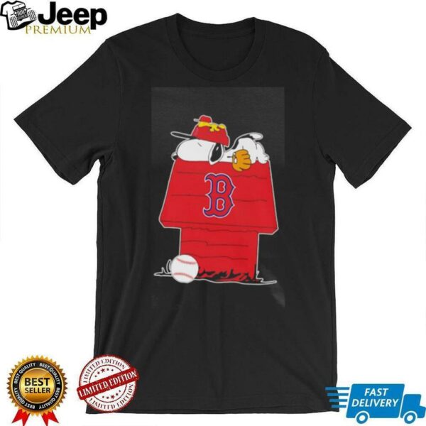 Snoopy and Woodstock sleeping dog house Boston Red Sox shirt