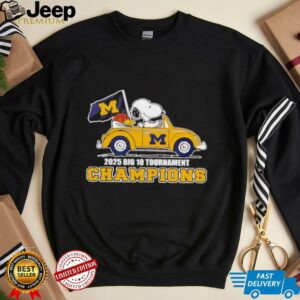 Snoopy driving Michigan Wolverines 2025 B10 Tournament Champions shirt2