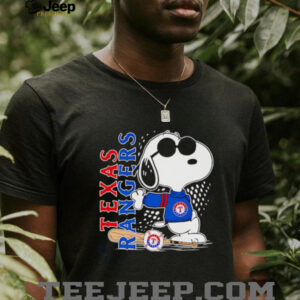 Snoopy pose Texas Rangers baseball shirt