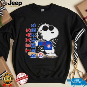 Snoopy pose Texas Rangers baseball shirt
