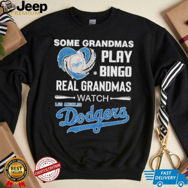 Some Grandpas Play Bingo Real Grandpas Watch Los Angeles Dodgers Diamond Heart T shirts