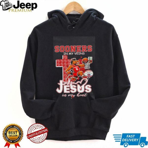 Sooners in my veins Jesus in my heart basketball mascot shirt