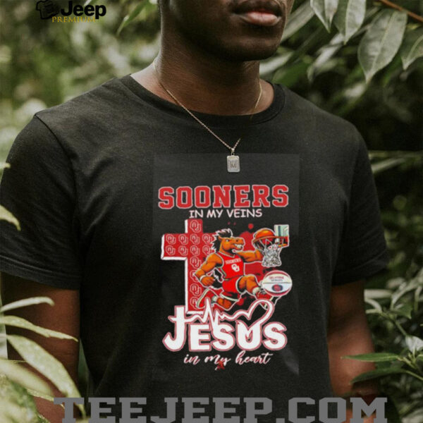 Sooners in my veins Jesus in my heart basketball mascot shirt