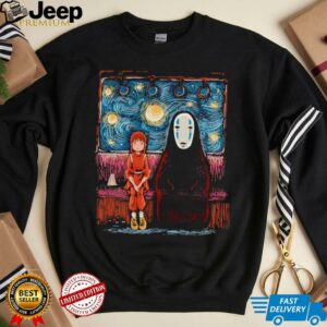 Spirited Away featuring Chihiro and No Face in the style of Van Gogh’s Starry Night shirt