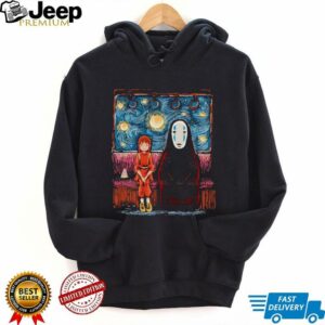 Spirited Away featuring Chihiro and No Face in the style of Van Gogh’s Starry Night shirt