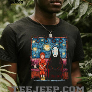 Spirited Away featuring Chihiro and No Face in the style of Van Gogh’s Starry Night shirt