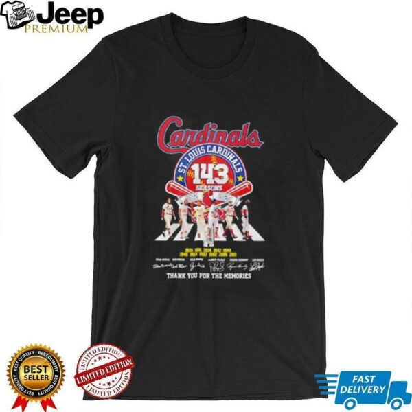 St Louis Cardinals 143 seasons 1882 2025 thank you for the memories unisex t shirt