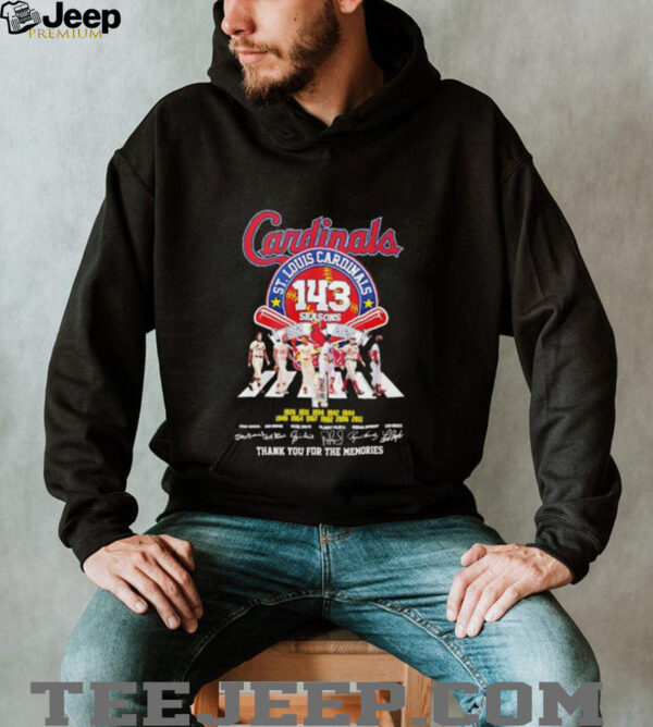 St Louis Cardinals 143 seasons 1882 2025 thank you for the memories unisex t shirt