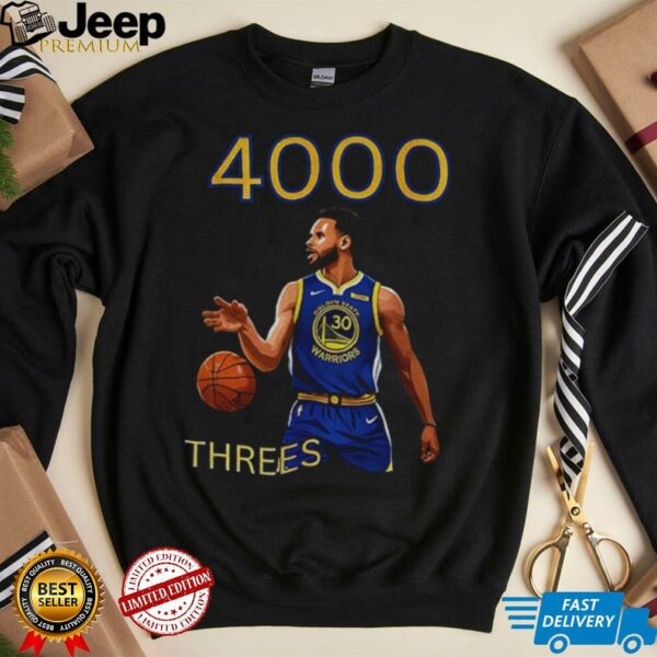 Stephen Curry Golden State Warriors Basketball 4000 threes shirt