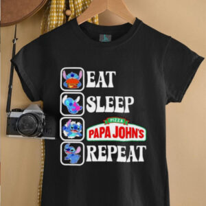 Stitch eat sleep Pizza Papa John’s repeat shirt