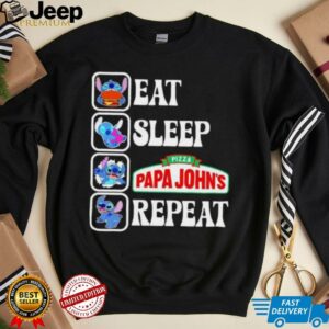 Stitch eat sleep Pizza Papa John’s repeat shirt