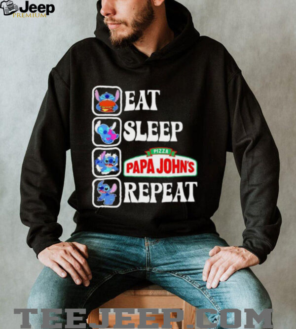 Stitch eat sleep Pizza Papa John’s repeat shirt