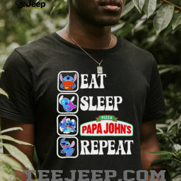 Stitch eat sleep Pizza Papa John’s repeat shirt
