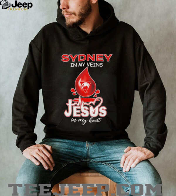 Sydney Swans in my veins Jesus in my heart drop blood shirt
