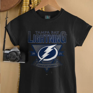 Tampa Bay Lightning Fanatics Heather Charcoal 2025 Stanley Cup Playoffs Crossbar Tri Blend T Shirt0