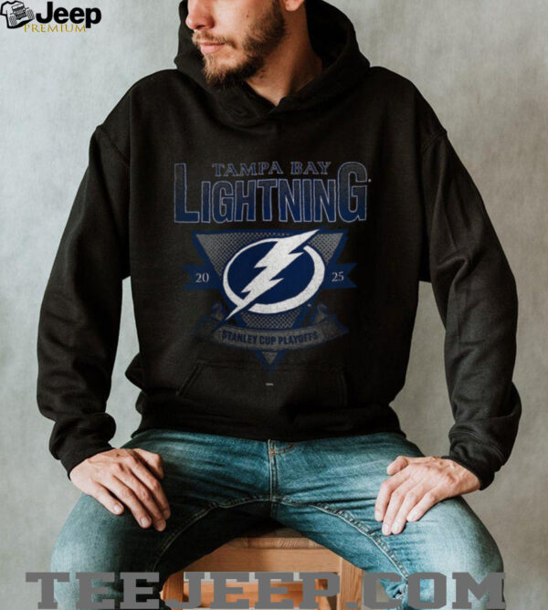 Tampa Bay Lightning Fanatics Heather Charcoal 2025 Stanley Cup Playoffs Crossbar Tri Blend T Shirt