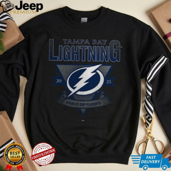 Tampa Bay Lightning Fanatics Heather Charcoal 2025 Stanley Cup Playoffs Crossbar Tri Blend T Shirt