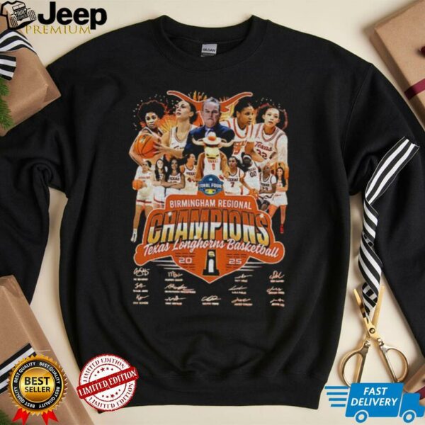 Texas Longhorns 2025 Women’s Basketball Final Four birmingham regional signatures shirt