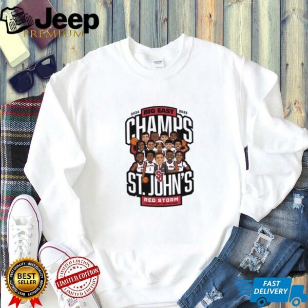 The Big East St John’s Red Storm Men’s Basketball 2025 Conference Champions cartoon shirt