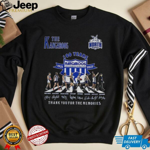 The Kangaroos North Melbourne Football Club 100 years Abbey Road signatures shirt