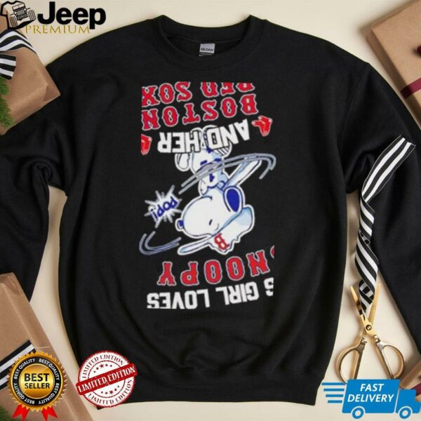 This girl loves Snoopy and her Boston Red Sox baseball unisex t shirt