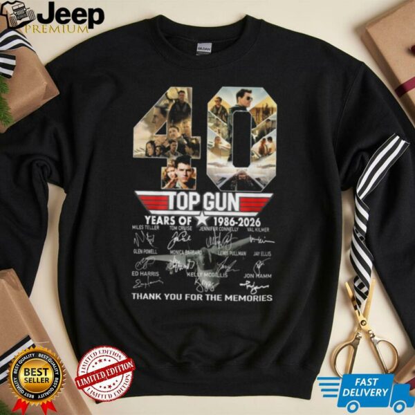 Top Gun 40 Years Of 1986 2026 Thank You For The Memories T Shirt