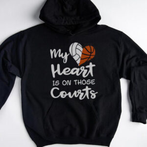 Top My Heart Is On Those Courts Volleyball Basketball T Shirt3