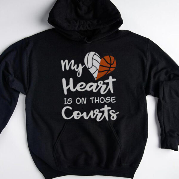 Top My Heart Is On Those Courts Volleyball Basketball T Shirt