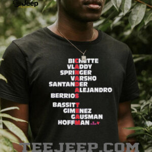 Toronto Blue Jays Bichette Vladdy Springer Varsho Santander Alejandro Berrios Bassitt Gimenez Gausman Hoffman Canada’s Team Names 2025 T shirts