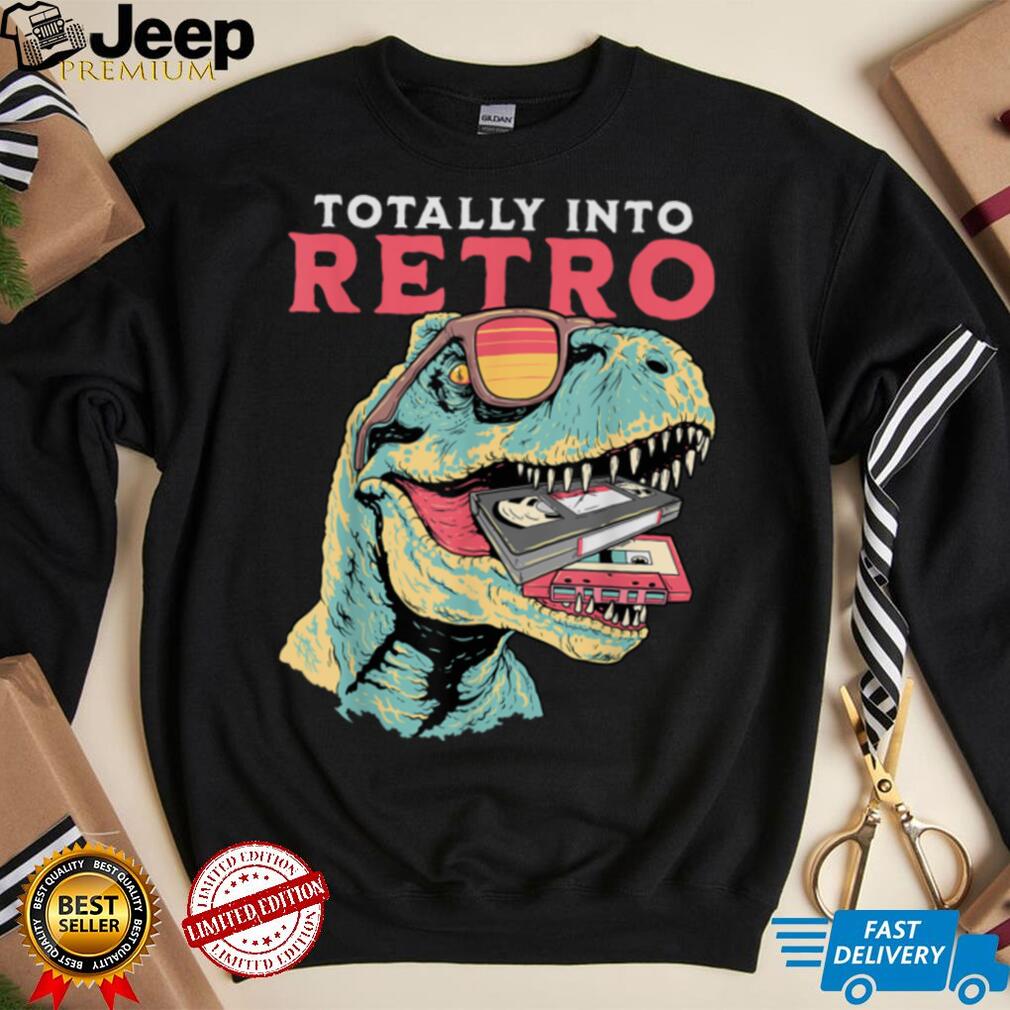 Totally Into Retro Dinosaur T rex VHS Cassette Tape Vintage T Shirt front