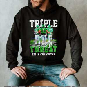 Triple Threat SB LIX Champions Philadelphia Eagles Barkley Hurts and Brown shirt2