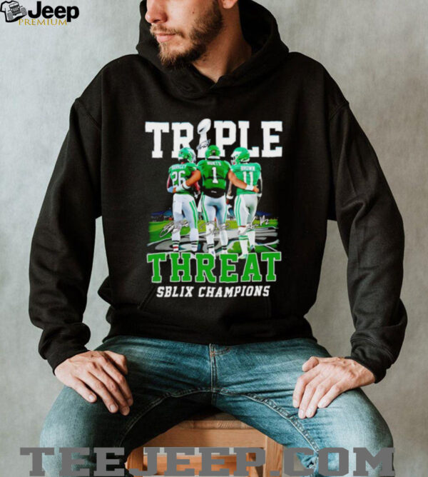 Triple Threat SB LIX Champions Philadelphia Eagles Barkley Hurts and Brown shirt