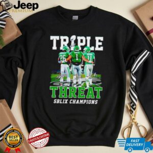 Triple Threat SB LIX Champions Philadelphia Eagles Barkley Hurts and Brown shirt3