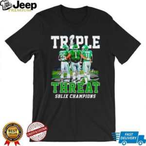 Triple Threat SB LIX Champions Philadelphia Eagles Barkley Hurts and Brown shirt4