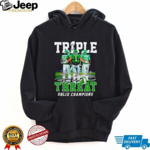 Triple Threat SB LIX Champions Philadelphia Eagles Barkley Hurts and Brown shirt5