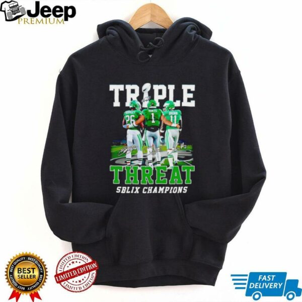 Triple Threat SB LIX Champions Philadelphia Eagles Barkley Hurts and Brown shirt