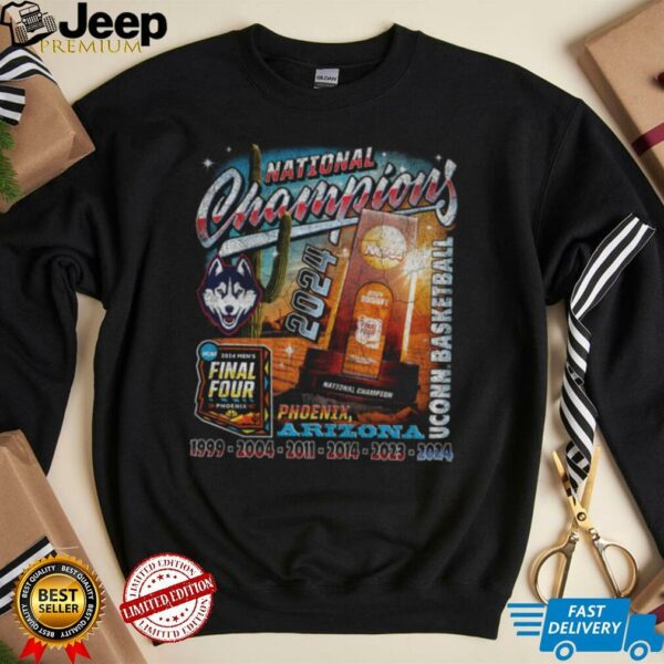 UCONN MBB 2024 National Champions Trophy Streetwear Black T shirt