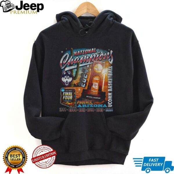 UCONN MBB 2024 National Champions Trophy Streetwear Black T shirt