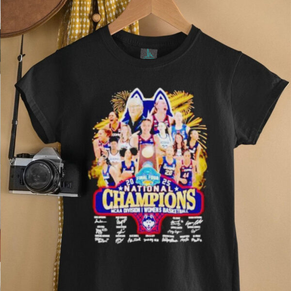 Uconn Huskies women’s Final Four 2025 national champions signatures player firework shirt
