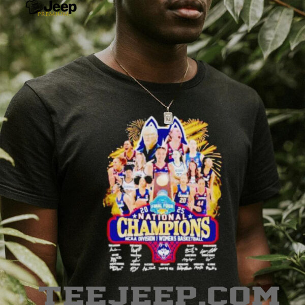 Uconn Huskies women’s Final Four 2025 national champions signatures player firework shirt