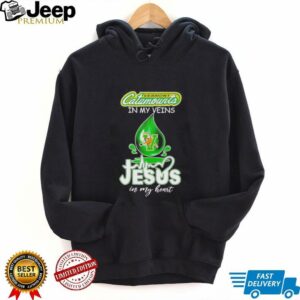 Vermont Catamounts in my veins Jesus in my heart drop blood shirt4