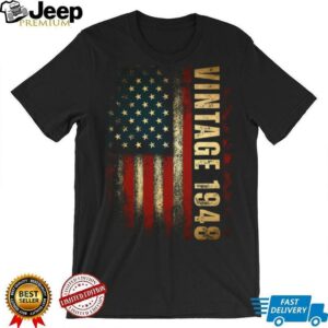 Vintage 1948 American Flag 77th Birthday 77 Years Old Men Long Sleeve T Shirt0