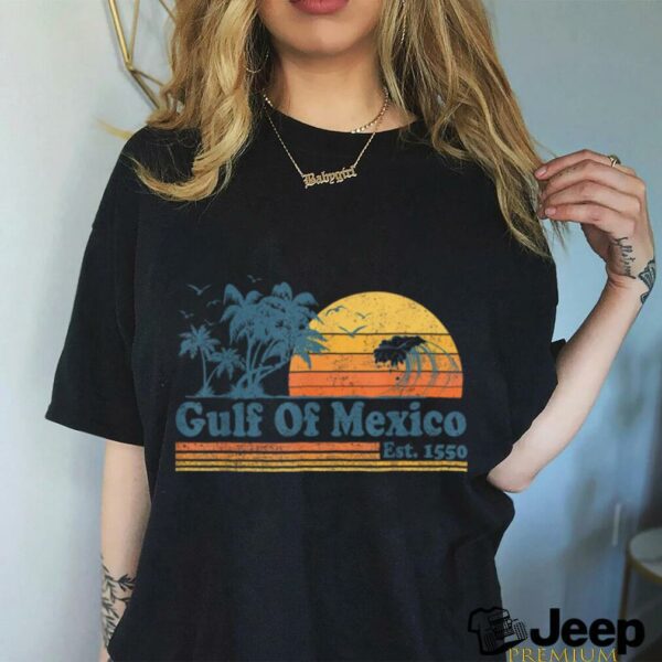 Vintage Gulf of Mexico Est 1550 Retro Beach Sunset T Shirt