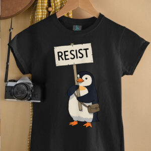 Vintage Protest Penguin Resist Penguin Activism Graphic T Shirt