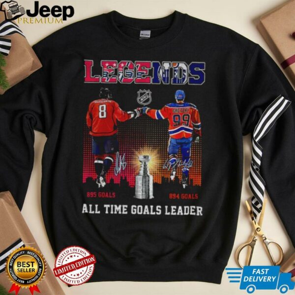 Wayne Gretzky 894 and Alex Ovechkin 895 legends all time goals leader signature shirt