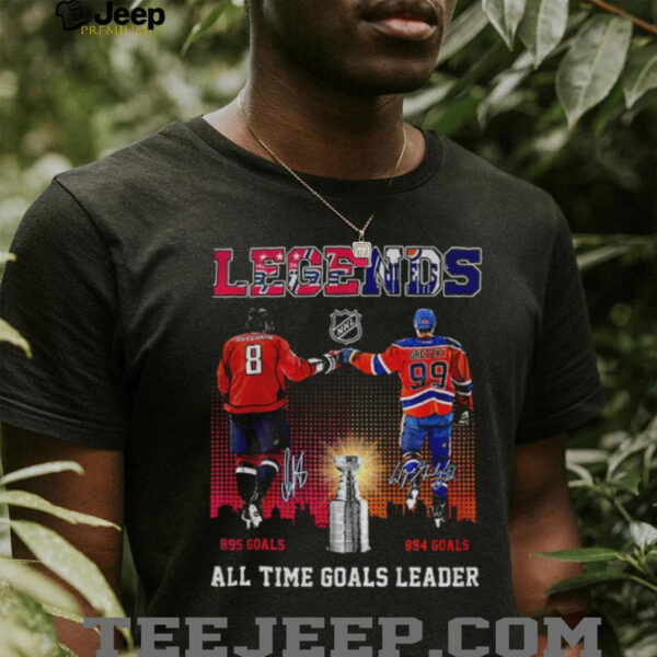 Wayne Gretzky 894 and Alex Ovechkin 895 legends all time goals leader signature shirt