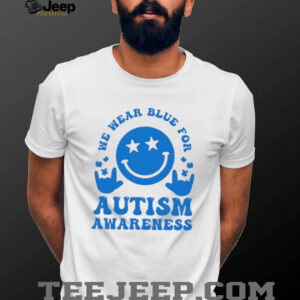 We wear blue for autism awareness love hand sign shirt1