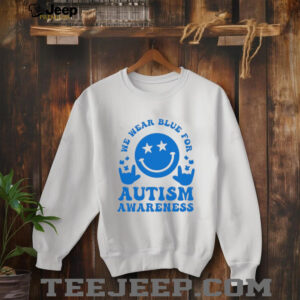 We wear blue for autism awareness love hand sign shirt2